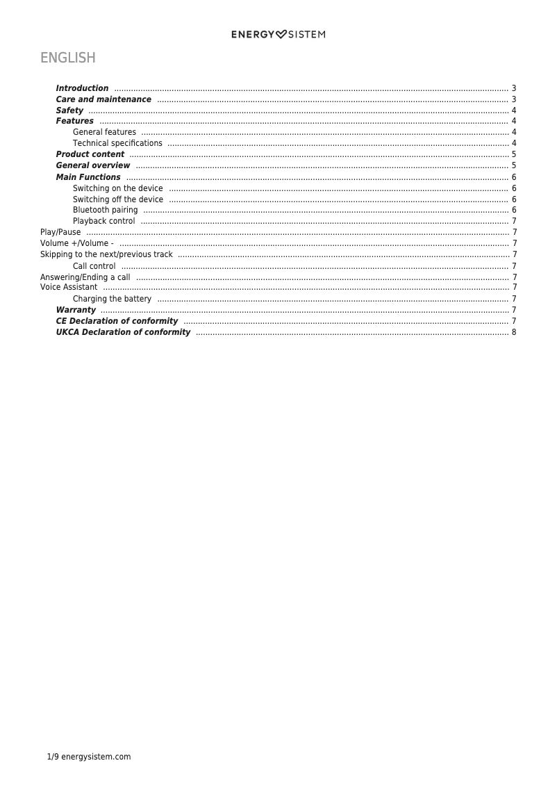 Page n°1 - Manuel utilisateur Energy Sistem Earphones Eco True Wireless