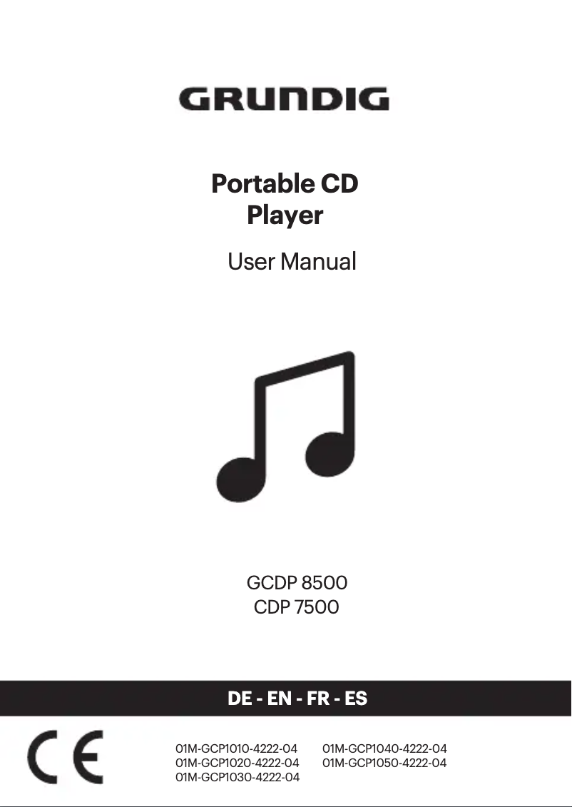 Page n°1 - Manuel utilisateur Grundig GCDP 8500