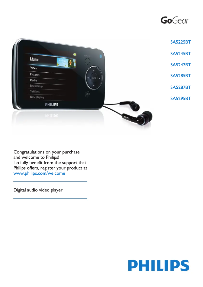 Image de la première page du manuel de l'appareil GoGear SA5247