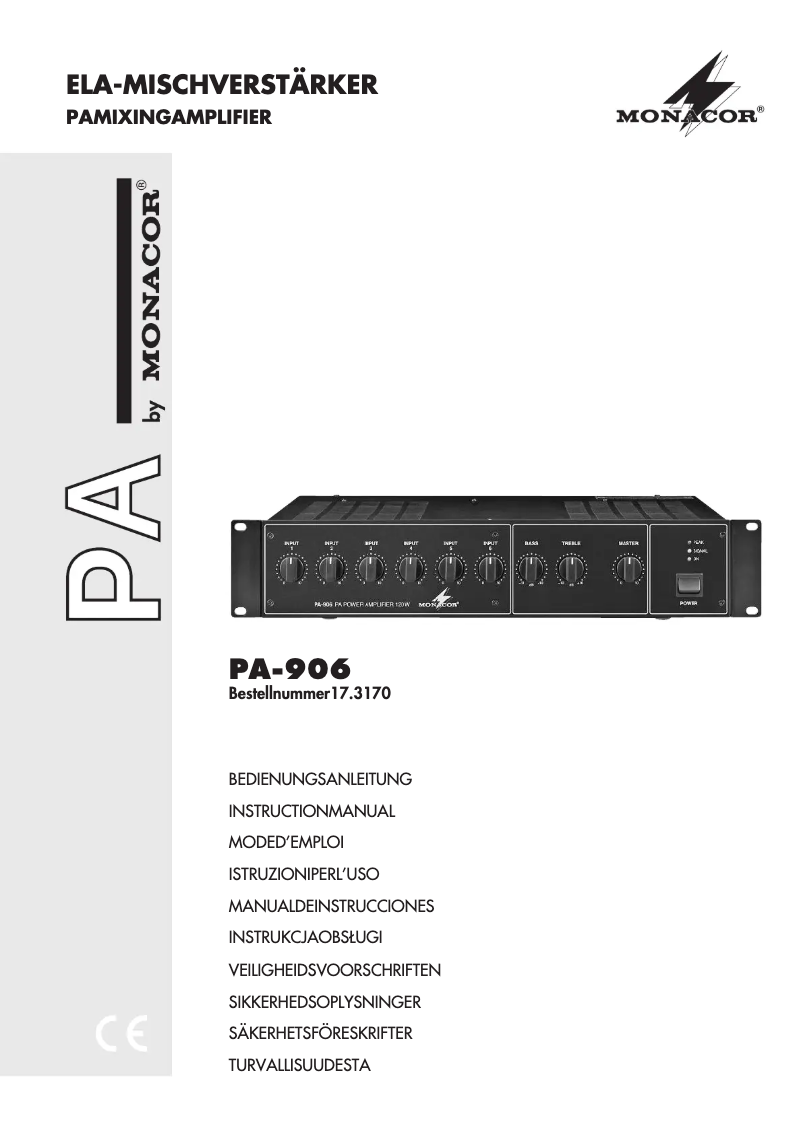 Page 1 de la notice Manuel utilisateur Monacor PA-906