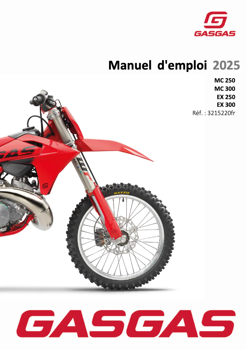 Page 1 de la notice Manuel utilisateur GasGas MC 250 (2023)