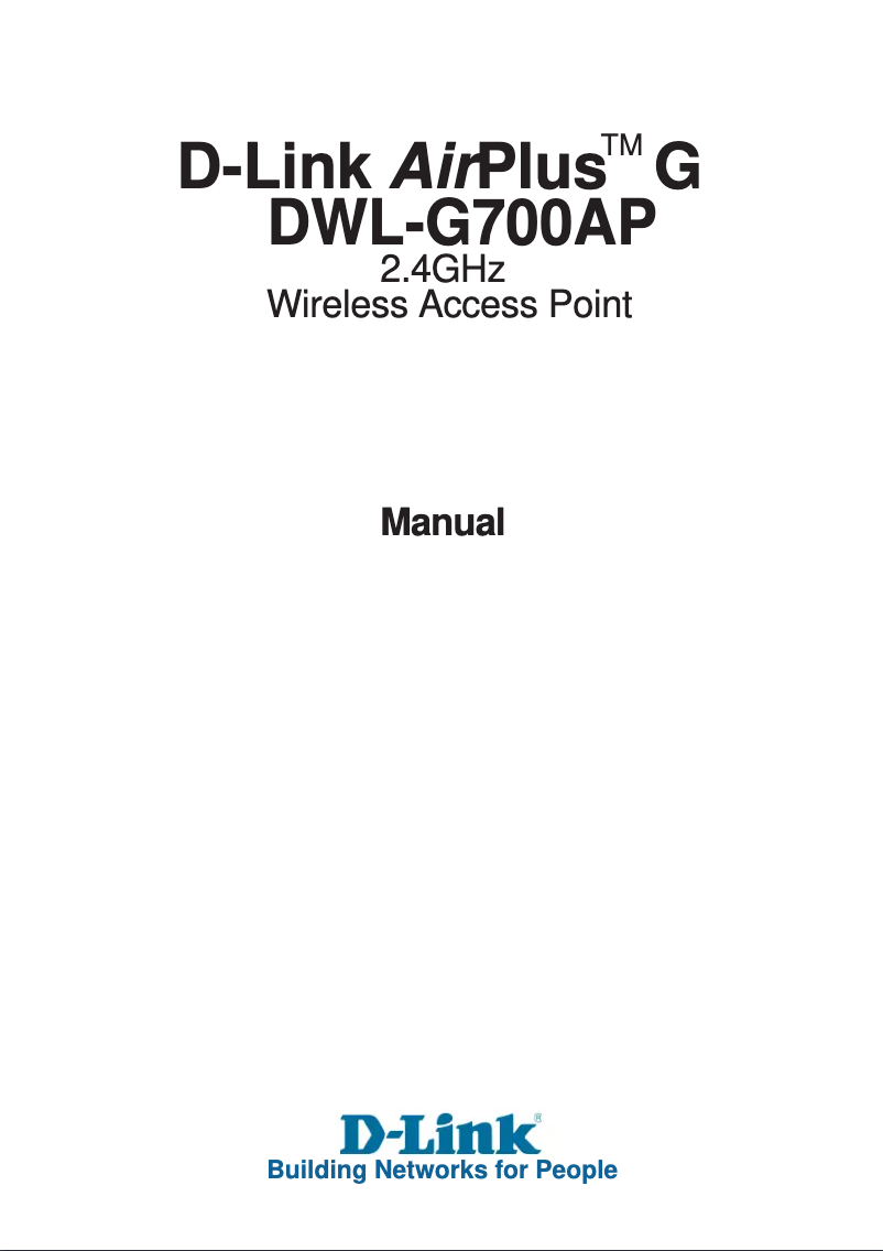 Page n°1 - Manuel utilisateur D-Link DWL-G700AP