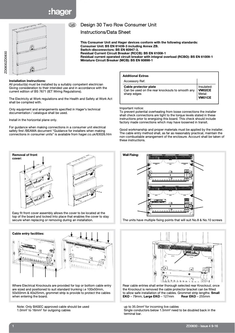 Page 1 de la notice Manuel utilisateur Hager VM11010
