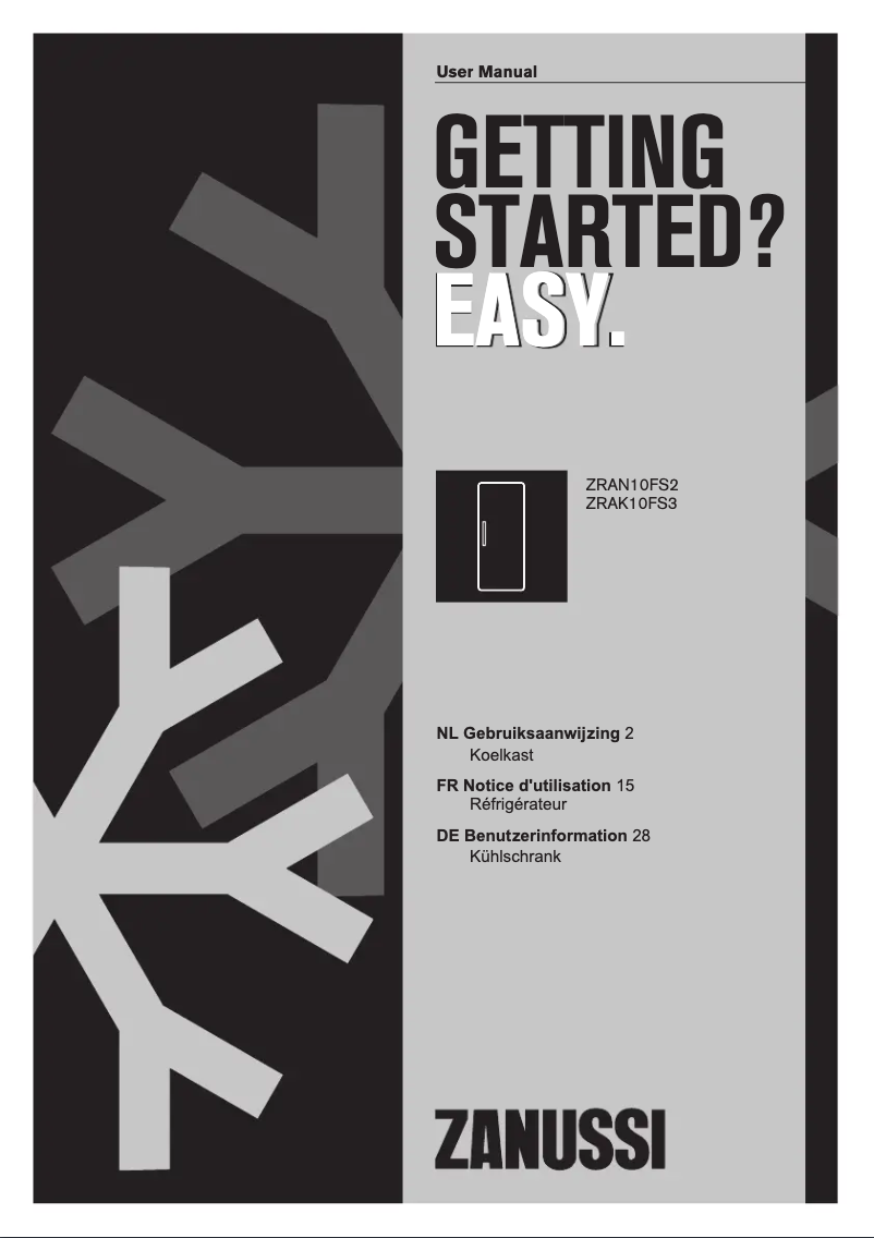 Page n°1 - Manuel utilisateur Zanussi ZRAK10FS3