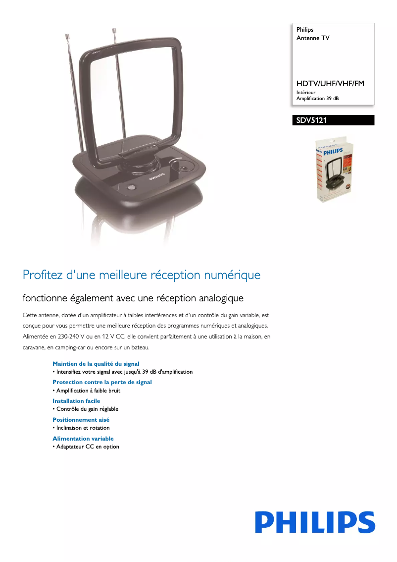 Page n°1 - Fiche technique Philips SDV5121