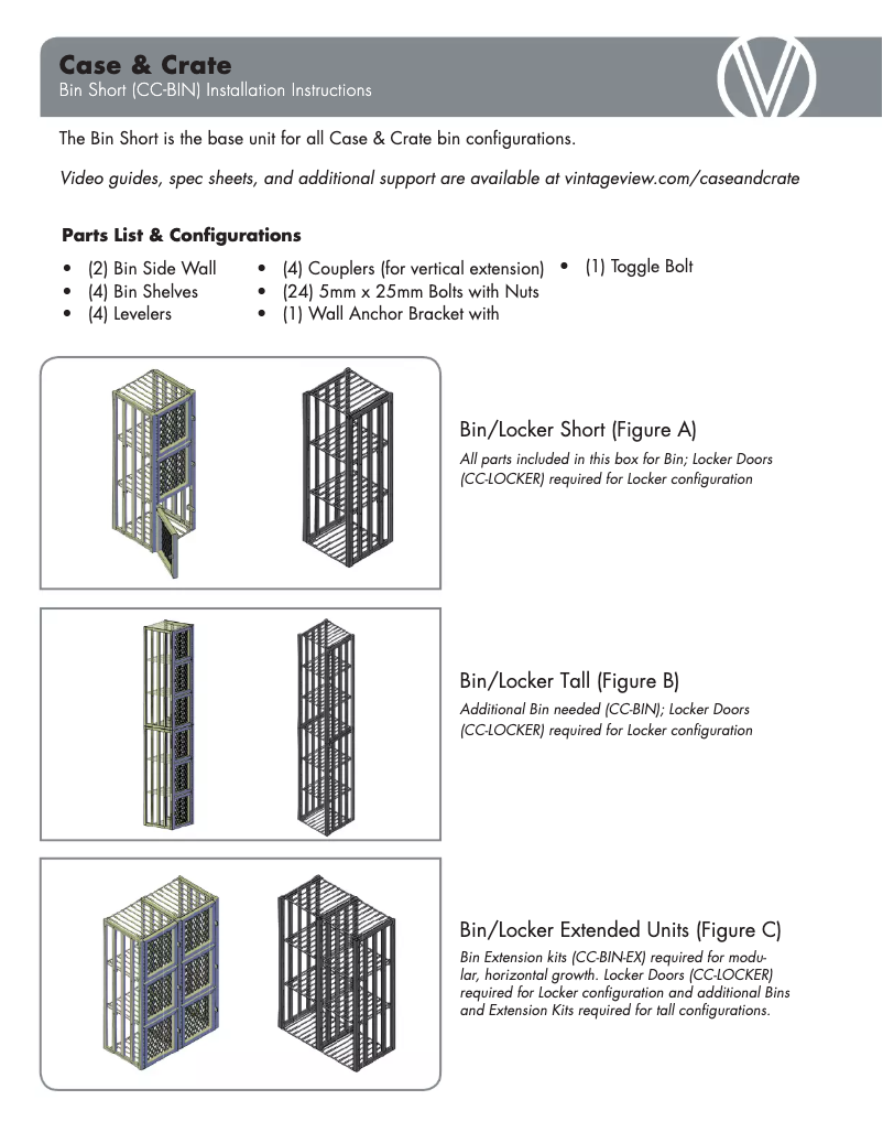 Page 1 de la notice Manuel utilisateur VintageView CC-BIN-S2-K