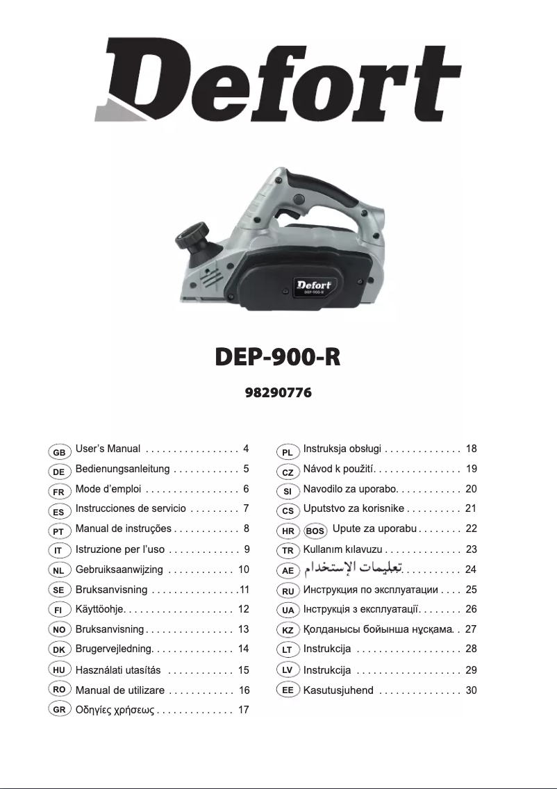 Page n°1 - Manuel utilisateur Defort DEP-900-R