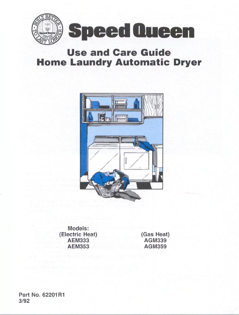 Page n°1 - Manuel utilisateur Speed Queen AGM339W