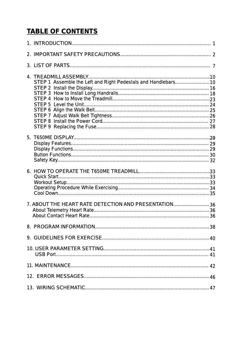 Page 1 de la notice Manuel utilisateur SportsArt T650ME