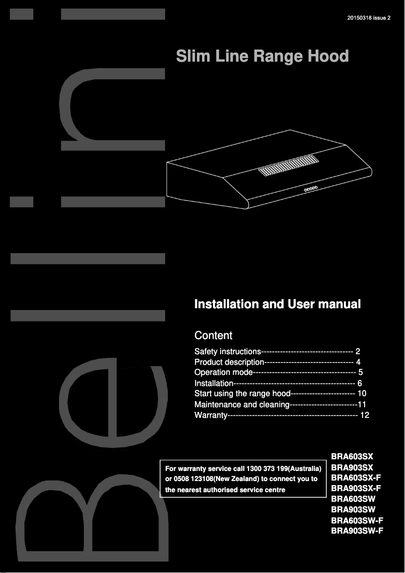 Image de la première page du manuel de l'appareil BRA603SX-F