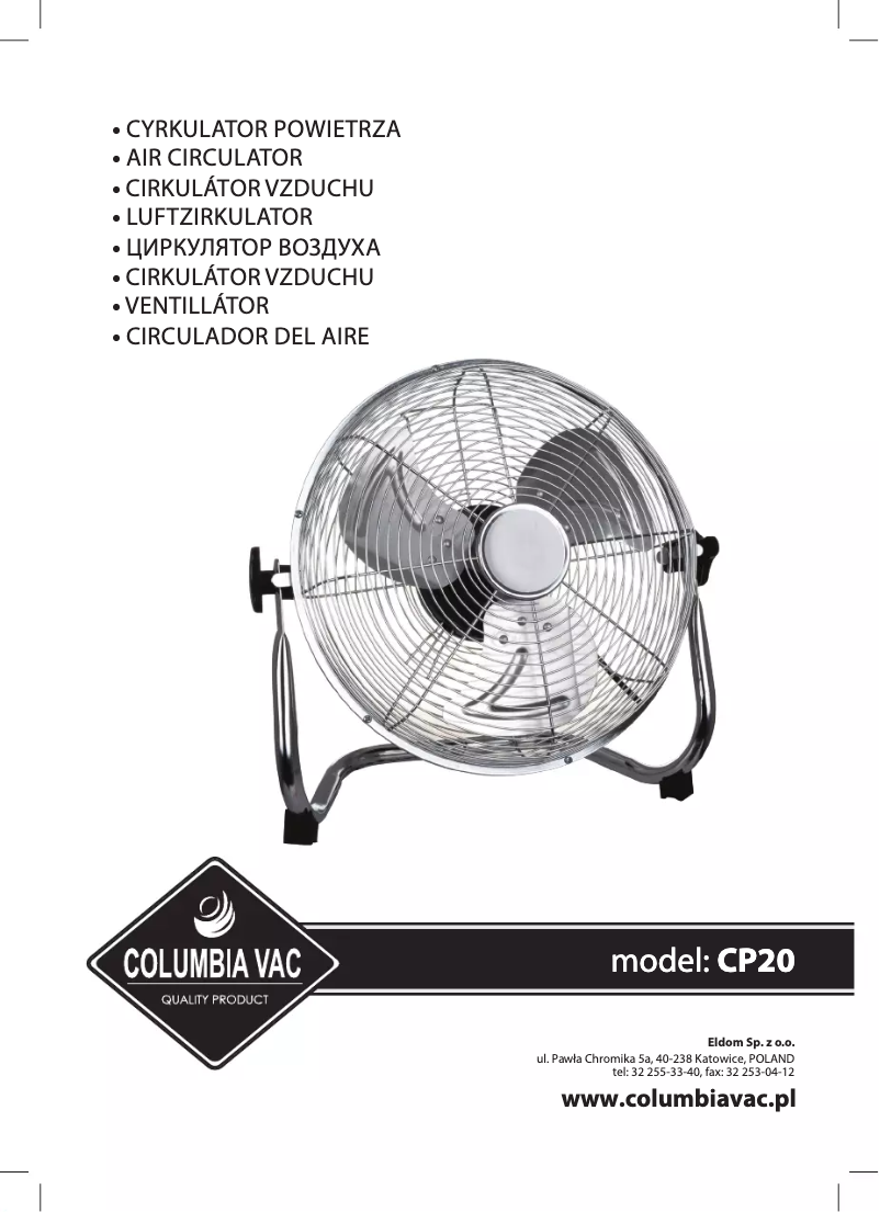Page 1 of the manual User Manual Columbia Vac CP20
