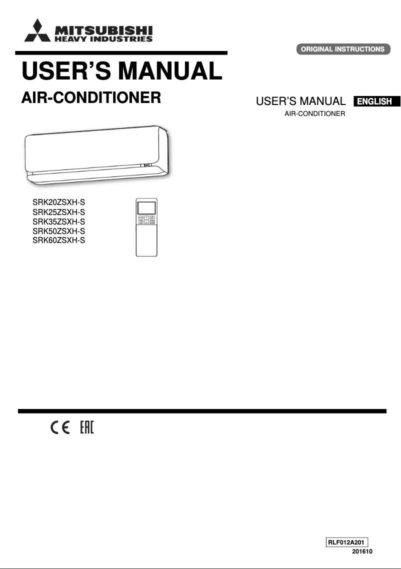 Page 1 de la notice Manuel utilisateur Mitsubishi SRK50ZSXH-S