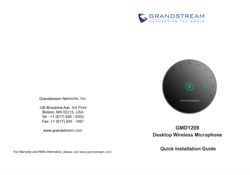 Page 1 de la notice Guide de démarrage rapide Grandstream GMD1208