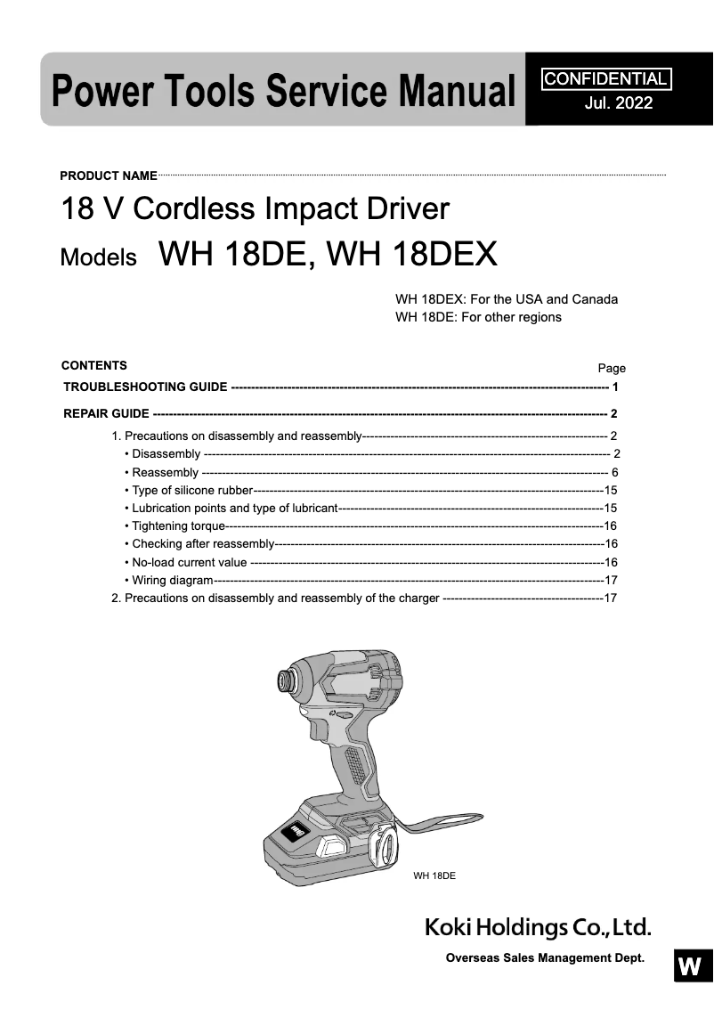 Image de la première page du manuel de l'appareil WH 18DE