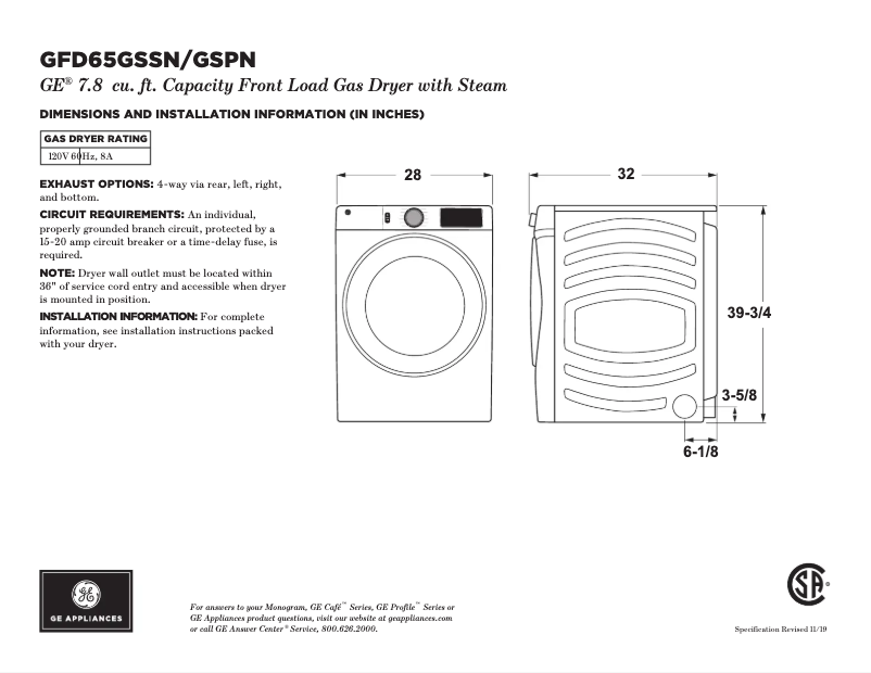 Página 1 del manual Instrucciones / montaje GE GFD65GSSNWW