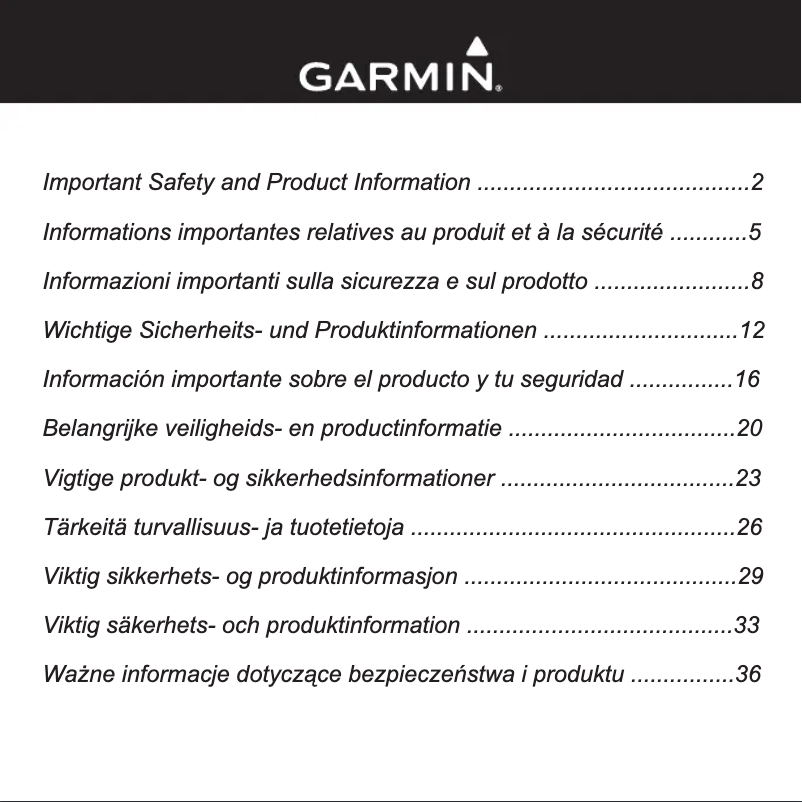 Page n°1 - Instructions de sécurité Garmin NüLink! 1695 LIVE