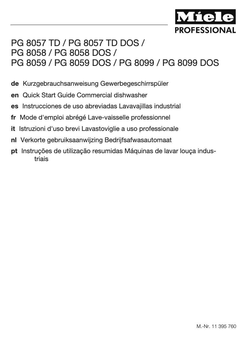 Page 1 de la notice Manuel utilisateur Miele PG 8059 U