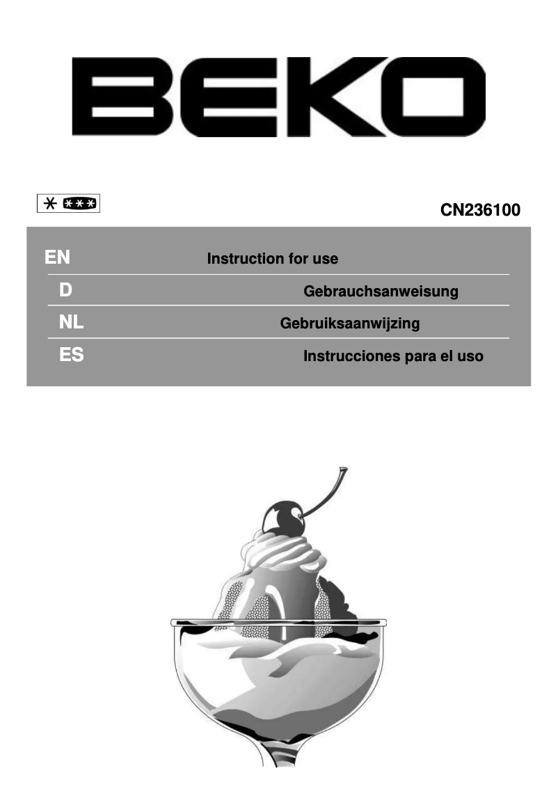 Page 1 de la notice Manuel utilisateur Beko CN236100