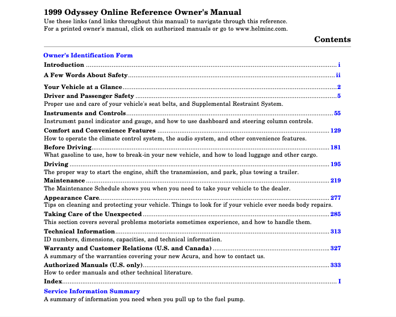 Image de la première page du manuel de l'appareil Odyssey (1999)