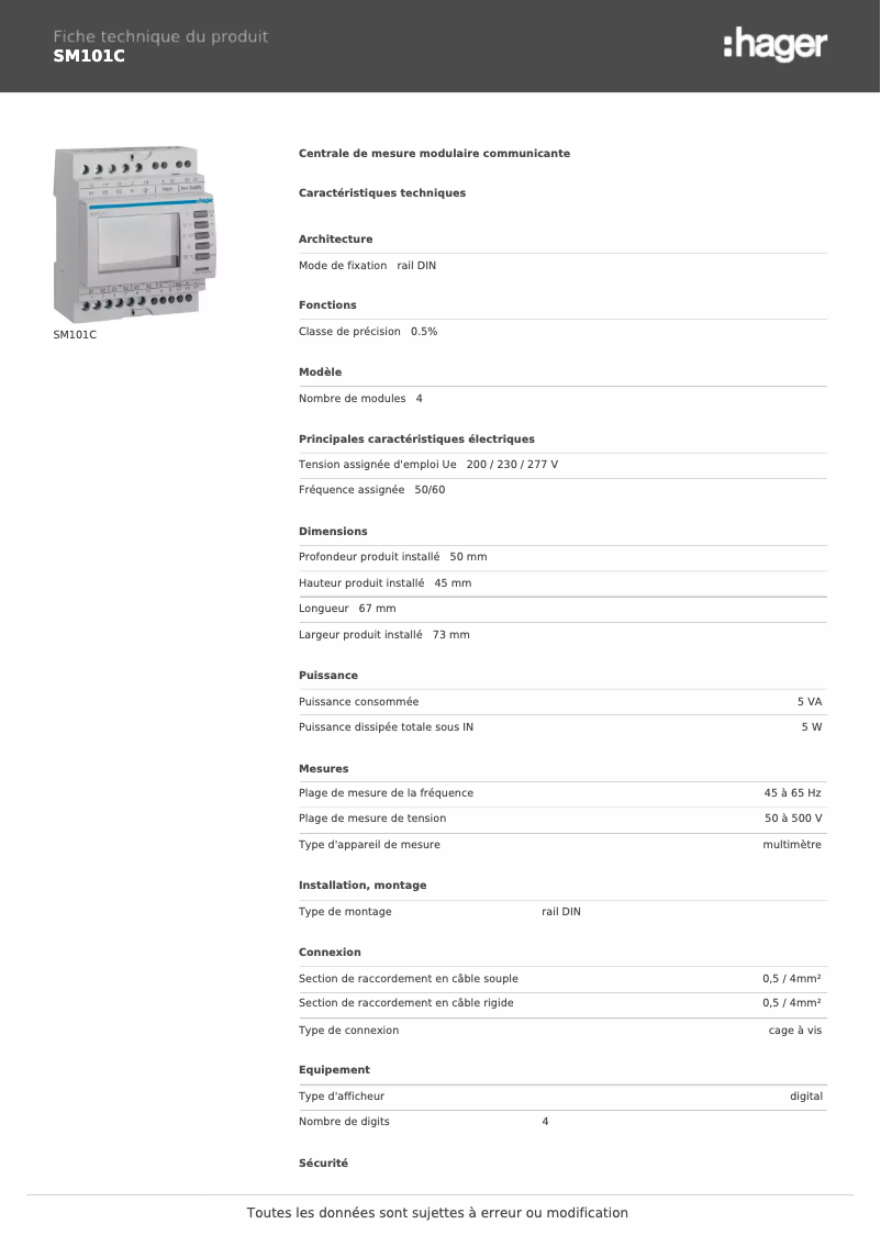 Image de la première page du manuel de l'appareil SM101C