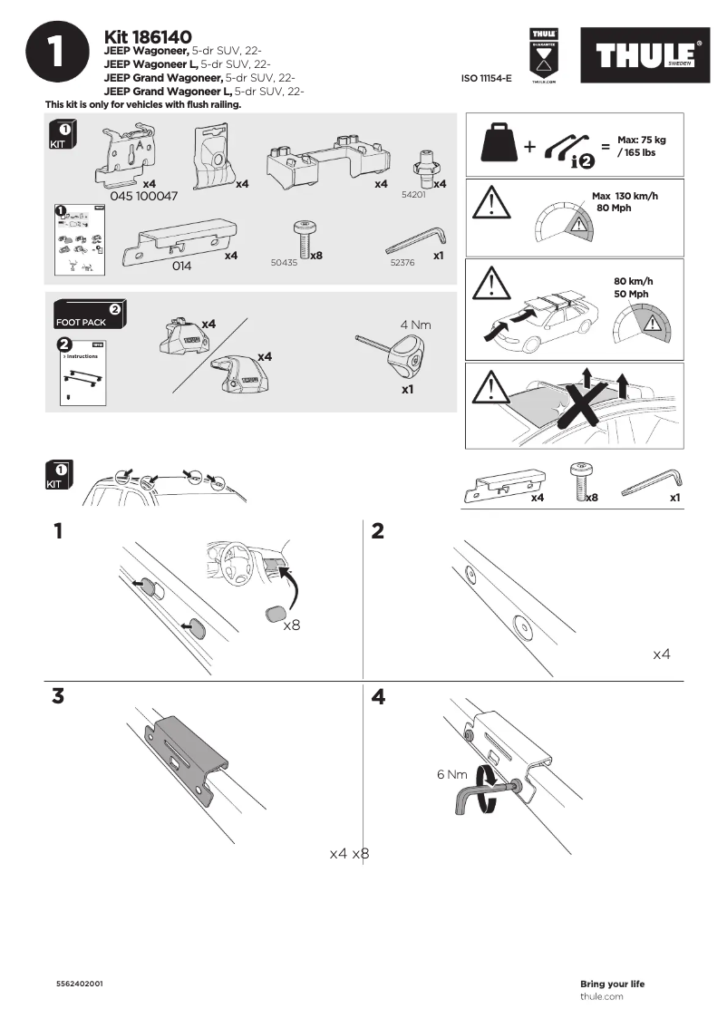 Page n°1 - Manuel utilisateur Thule Kit 186140