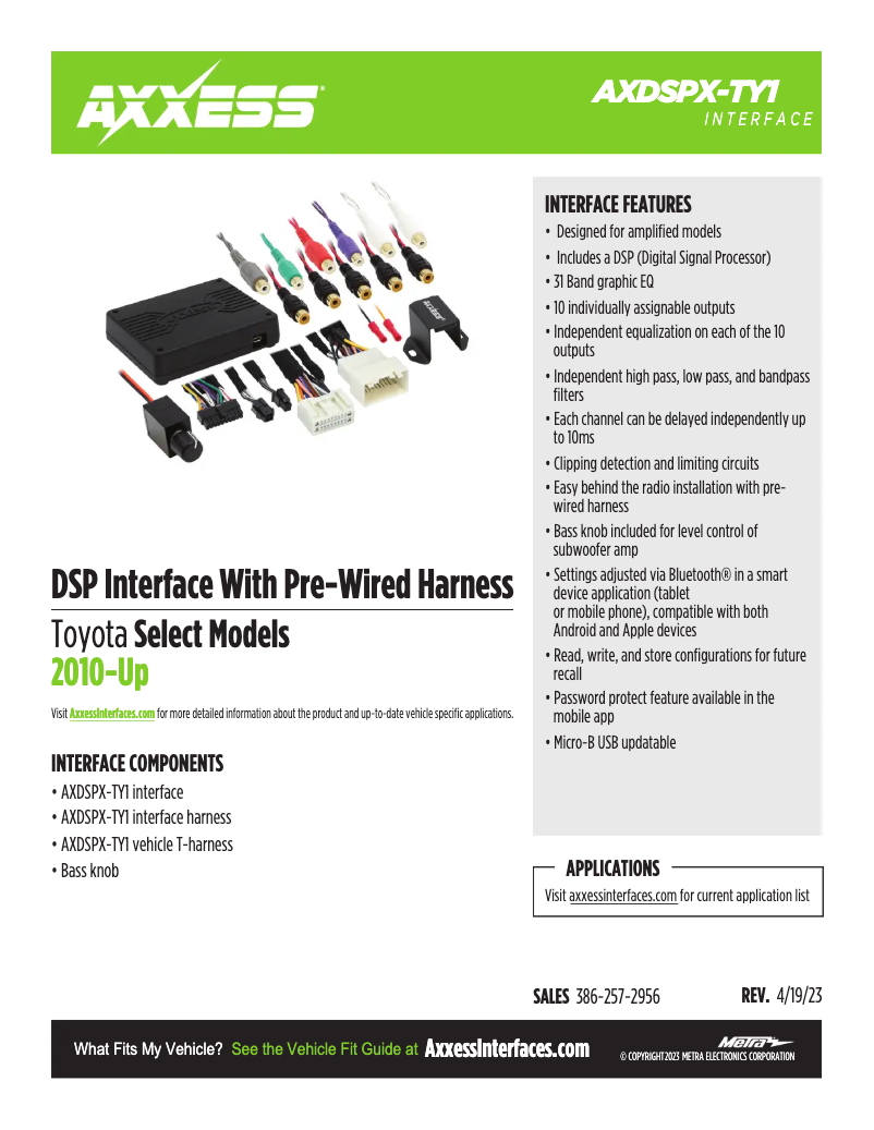 Page 1 de la notice Fiche technique AXESS AXDSPX-TY1