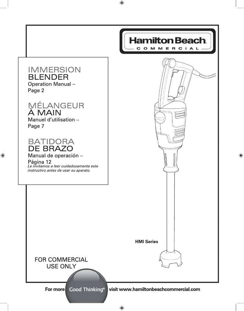 Page n°1 - Manuel utilisateur Hamilton Beach BigRig HMI012