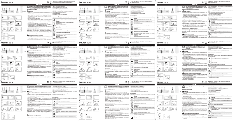 Page 1 de la notice Manuel utilisateur Beurer HL 16