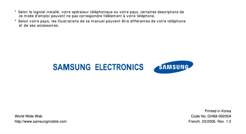 Page n°1 - Manuel utilisateur Samsung SGH-D520