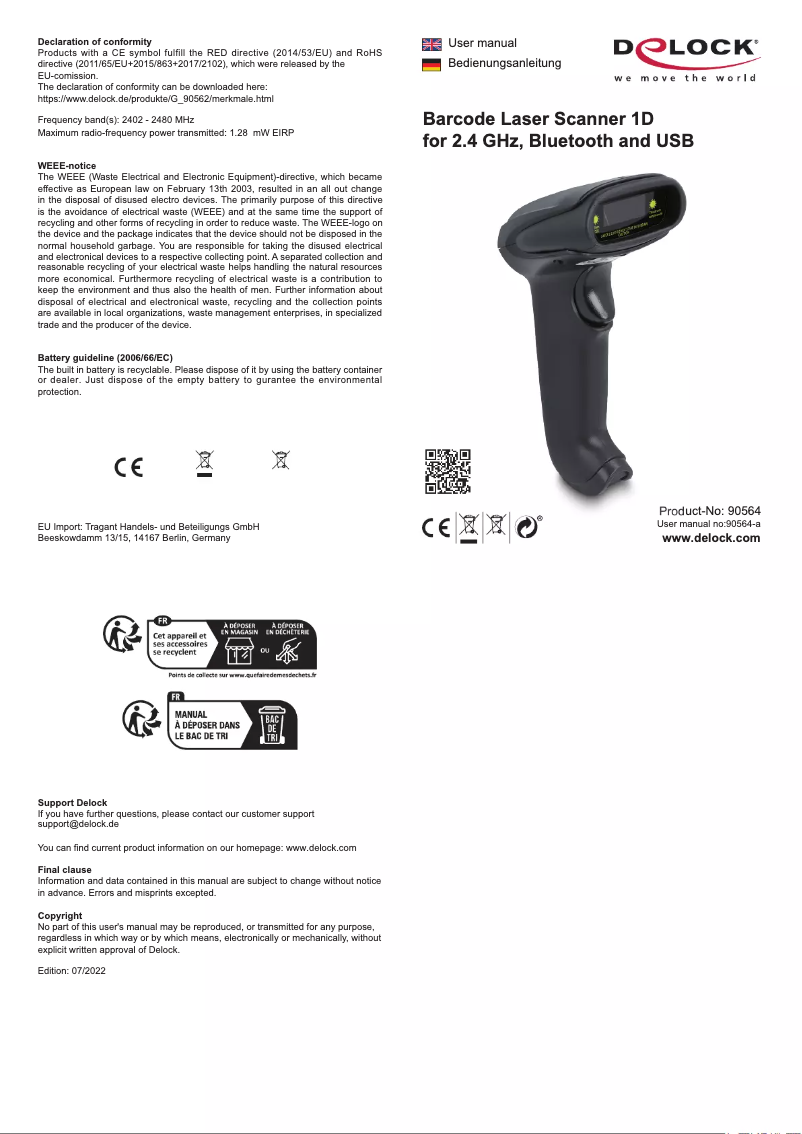Page 1 de la notice Manuel utilisateur DeLOCK 90564