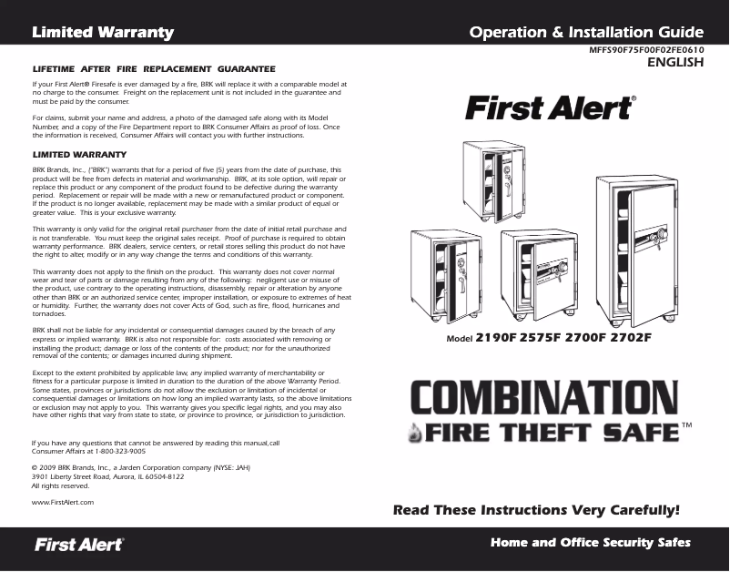 Image de la première page du manuel de l'appareil 2190F