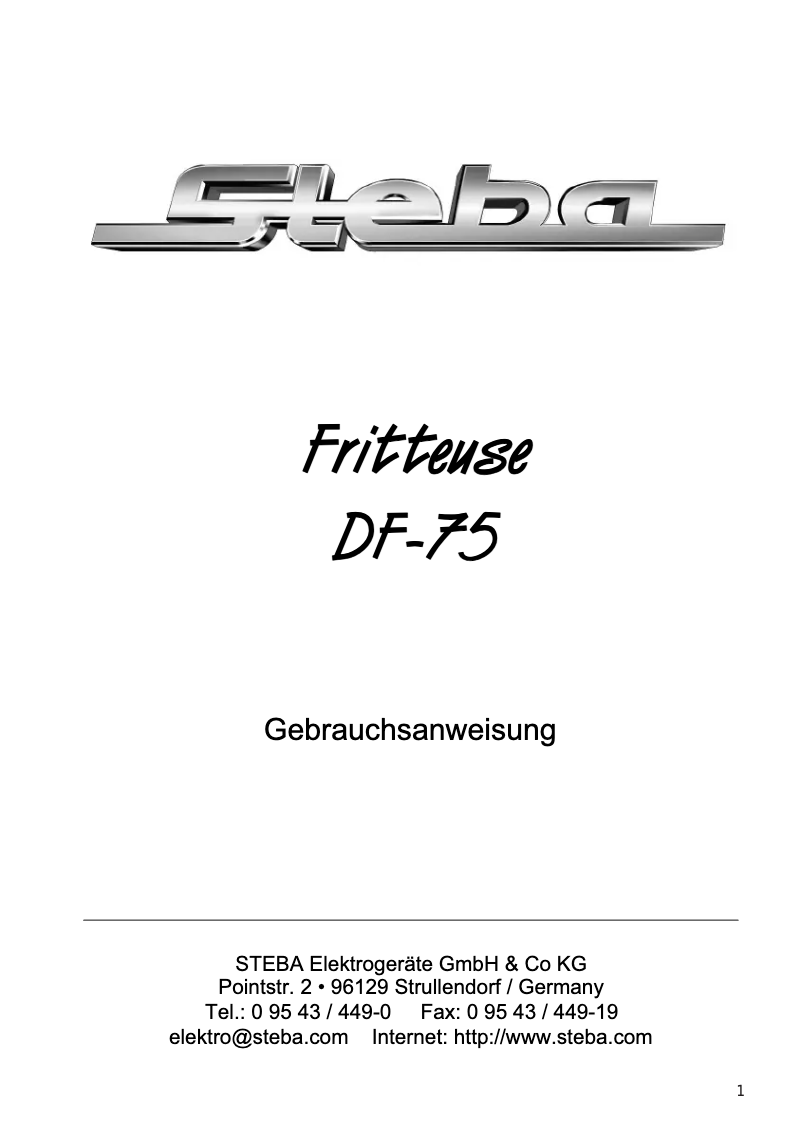 Page 1 of the manual User Manual Steba DF 75