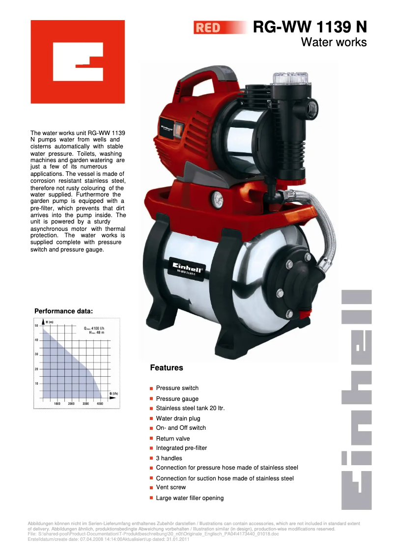 Image de la première page du manuel de l'appareil RG-WW 1139 N