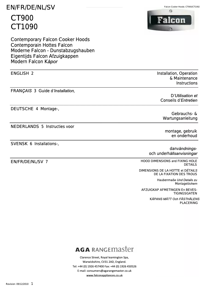 Page n°1 - Manuel utilisateur Falcon FHDCT 900