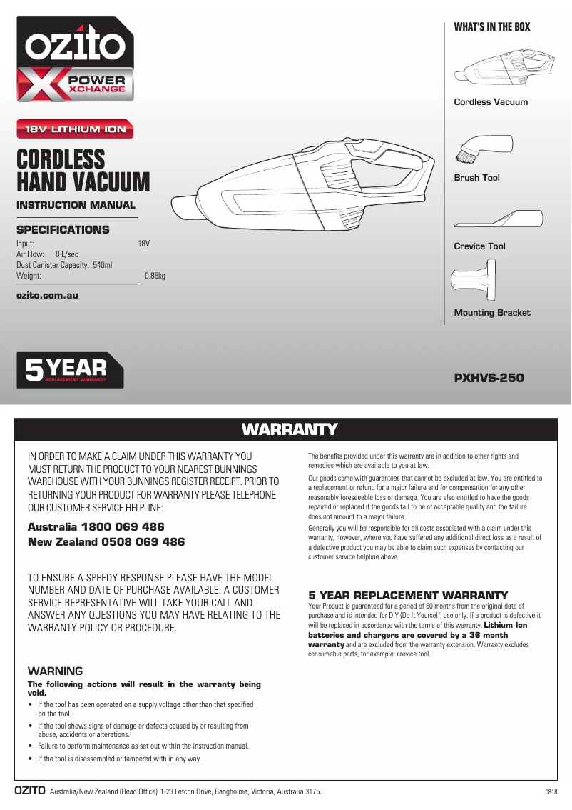 Image de la première page du manuel de l'appareil PXHVS-250