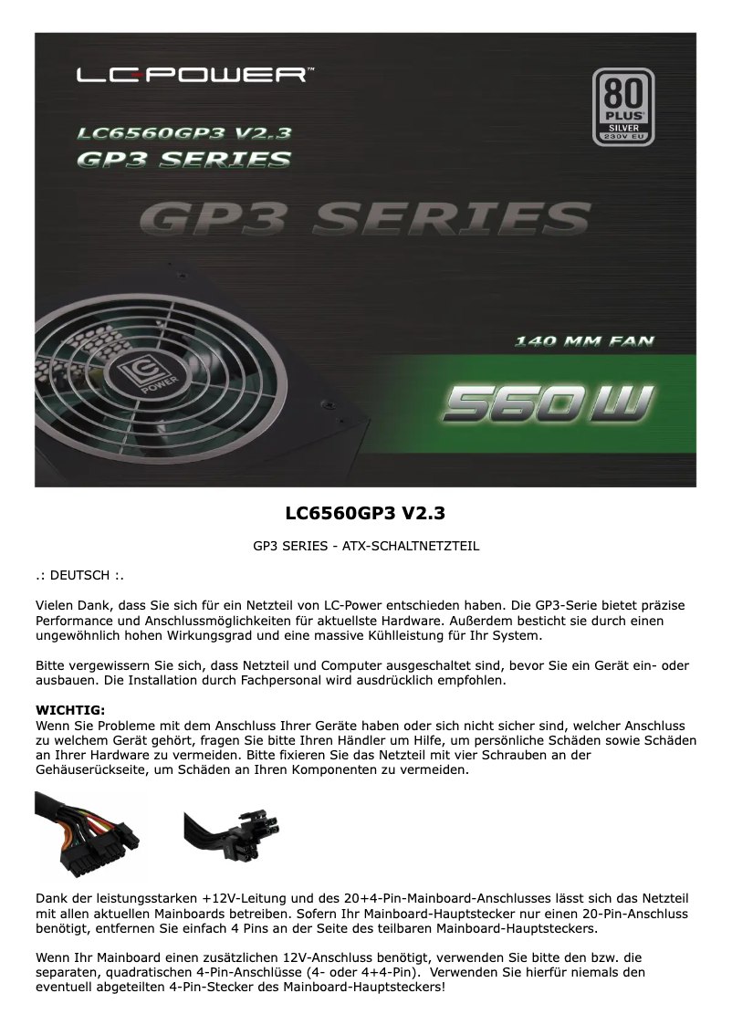 Page n°1 - Manuel utilisateur LC-Power LC6560GP3 V2.3