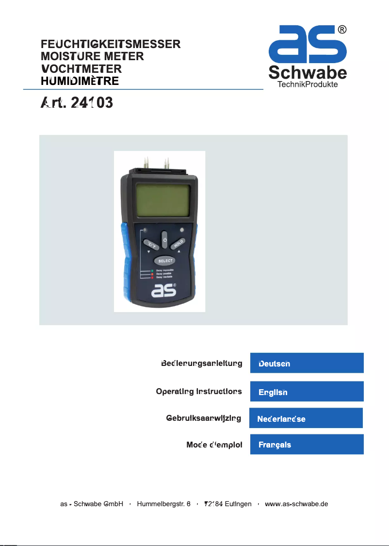 Page n°1 - Manuel utilisateur AS Schwabe 24103