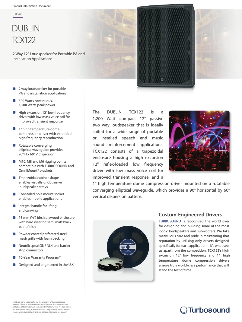 Page n°1 - Fiche technique Turbosound TCX122