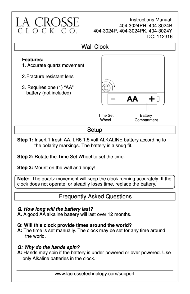 Page 1 de la notice Manuel utilisateur La Crosse Technology 404-3024