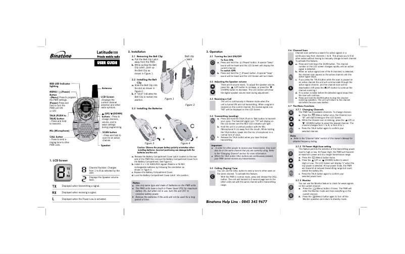 Page 1 de la notice Manuel utilisateur Binatone Latitude 100