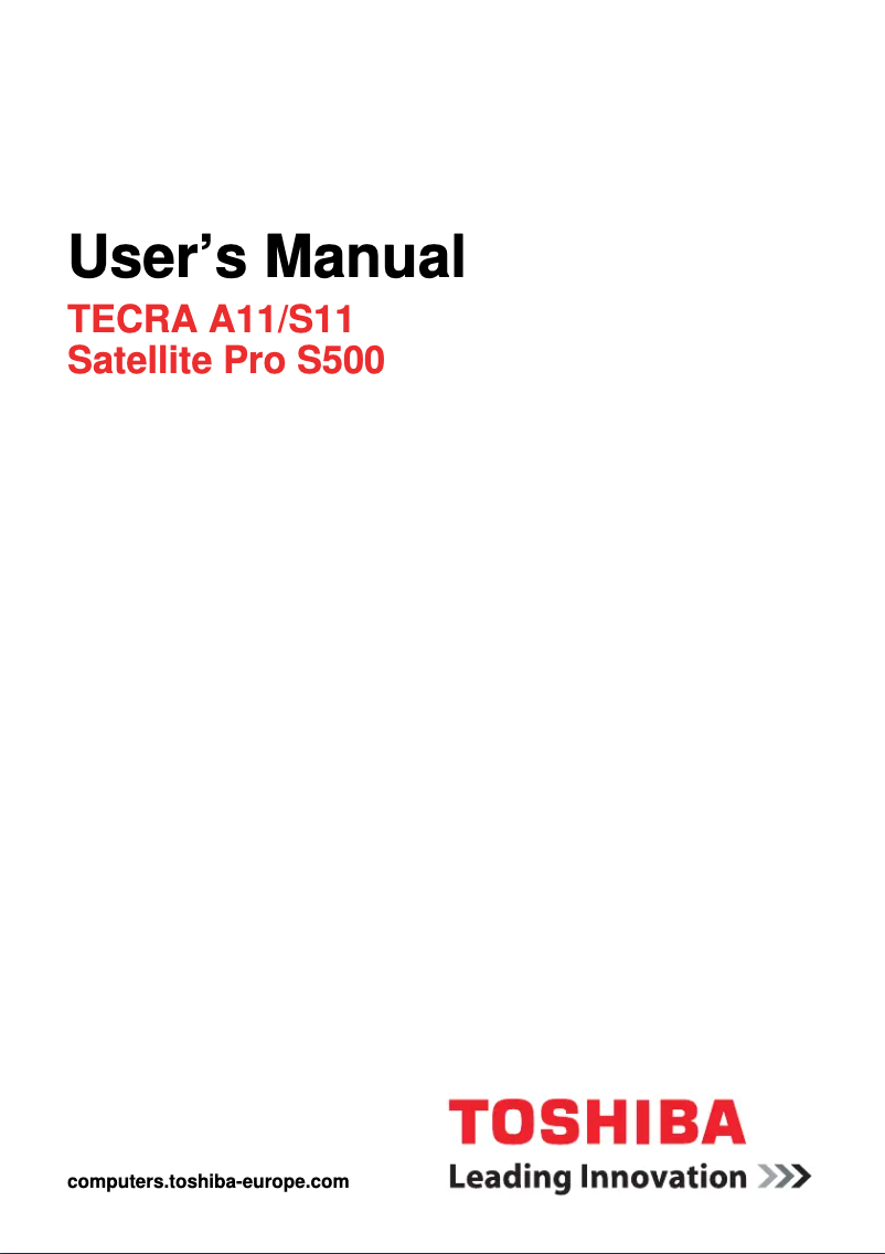 Page 1 de la notice Manuel utilisateur Toshiba Satellite Pro S500