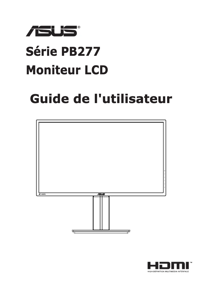 Page 1 de la notice Manuel utilisateur Asus PB277Q