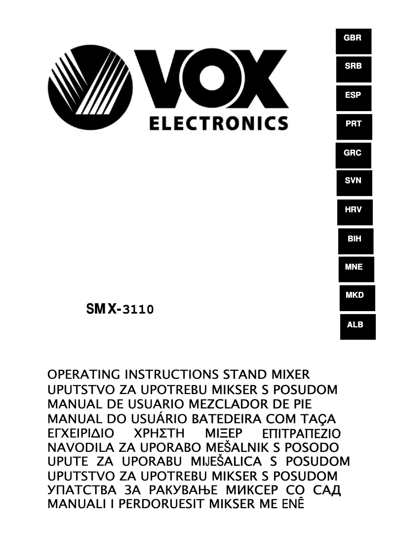 Page 1 de la notice Manuel utilisateur VOX SMX3110