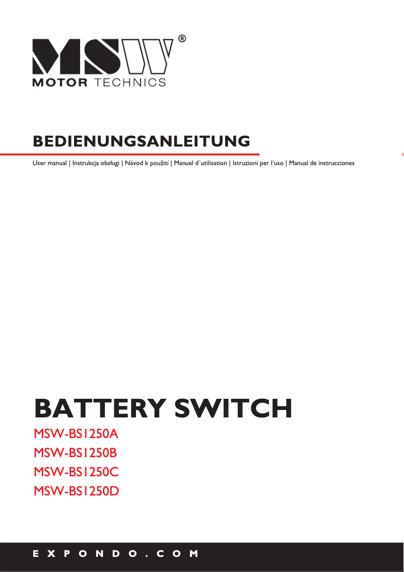 Page 1 de la notice Manuel utilisateur MSW MSW-BS1250B