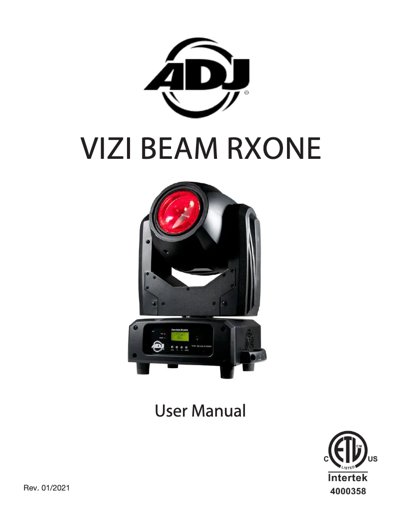 Page 1 de la notice Manuel utilisateur Adj Vizi Beam RXONE