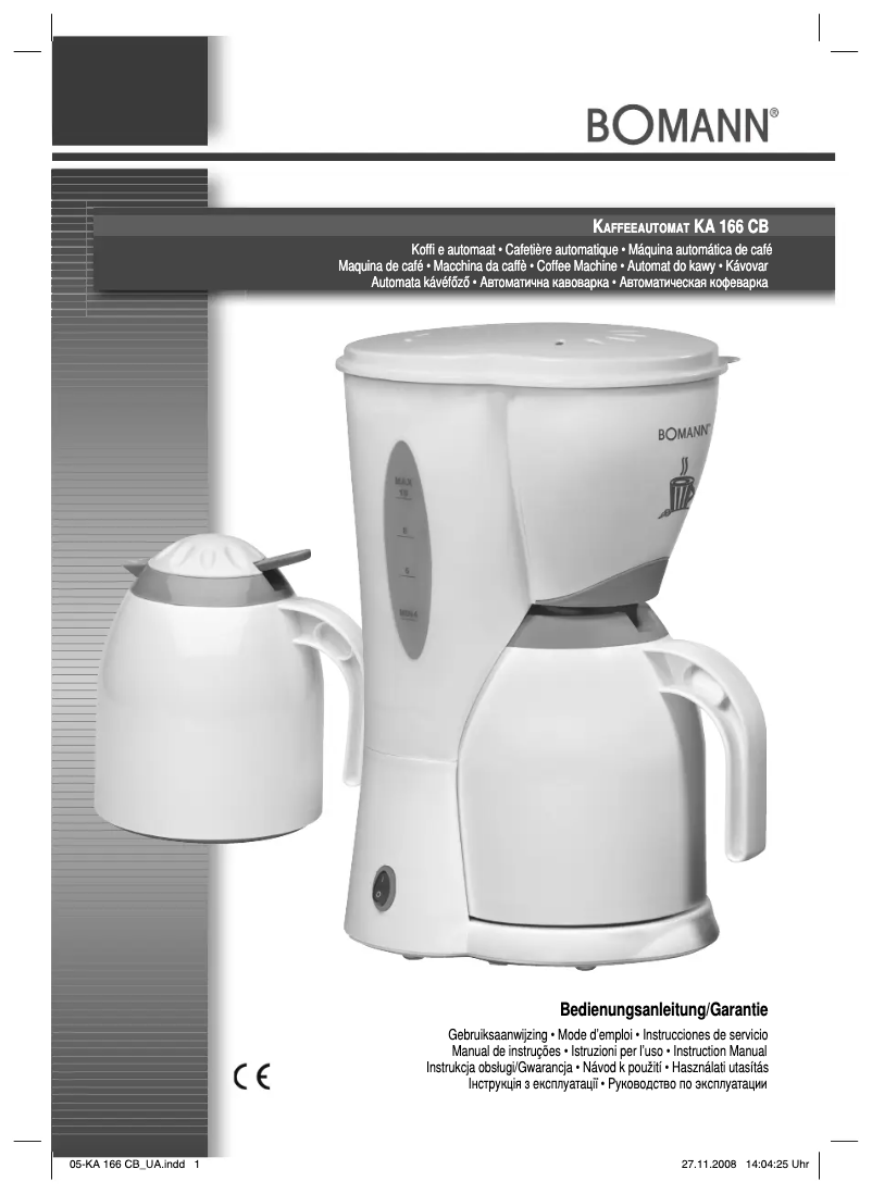 Page 1 de la notice Manuel utilisateur Bomann KA 166 CB