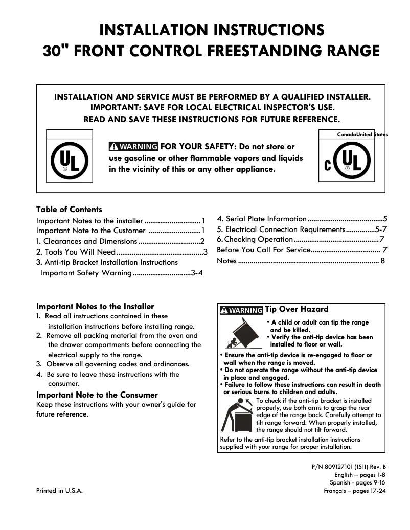 Page n°1 - Guide d'installation Electrolux EI30EF45QS