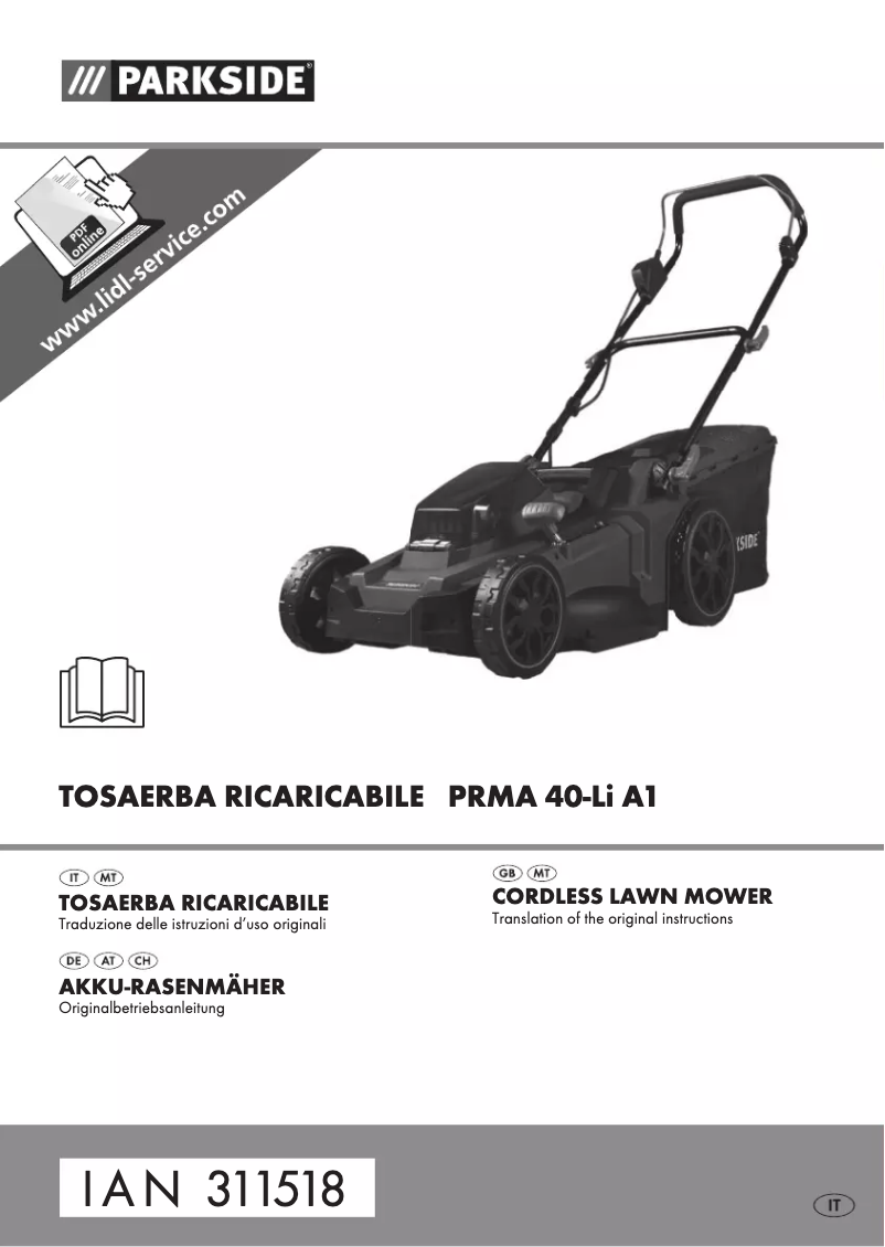 Page 1 de la notice Manuel utilisateur Parkside PRMA 40-Li A1