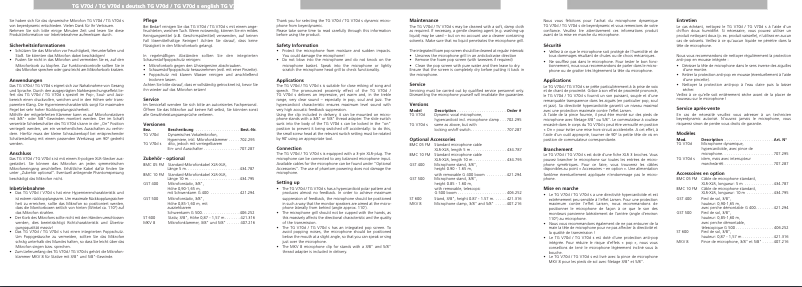 Page n°1 - Manuel utilisateur Beyerdynamic TG V70d