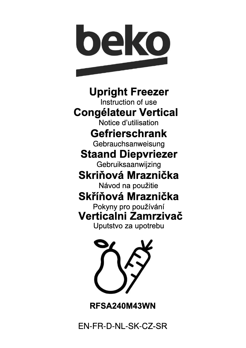 Page n°1 - Manuel utilisateur Beko RFSA240M43WN